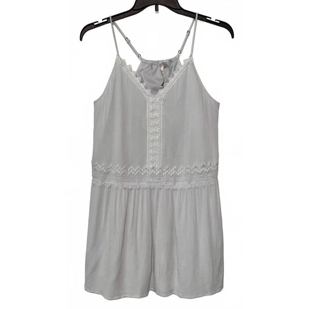 Lauren Conrad Women's Light Gray Lace Trim Dress Size M